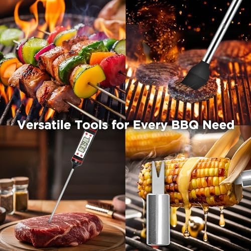 Kaluns Grilling Accessories, Dad Gifts for Christmas, Heavy Duty Stainless Steel Grill Set BBQ Grill Accessories for Outdoor Grill with Meat Thermometer, Case and Apron - Image 6