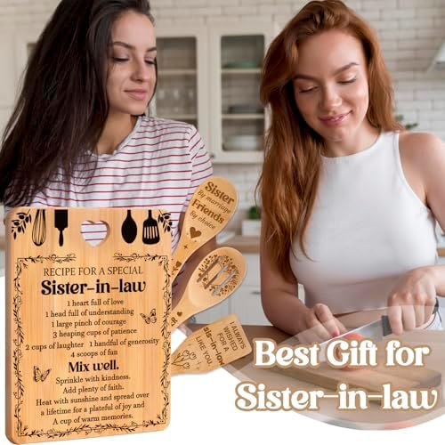 Gifts for Sister in Law - "Recipe for a Special Sister-in-Law", Sister in Law Birthday Gifts Engraved Bamboo-Made Cutting Board Set, Mothers Day Gifts for Sister in Law. - Image 2