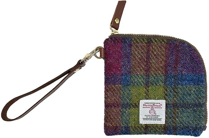 Harris Tweed Wool Coin Purse Small Money Pouch With Zipper For Women Men handmade (Colorful)