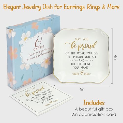 OASSIE Thank You Gifts for Women - Be Proud 4"x4" Ceramic Jewelry Dish Tray - Image 3