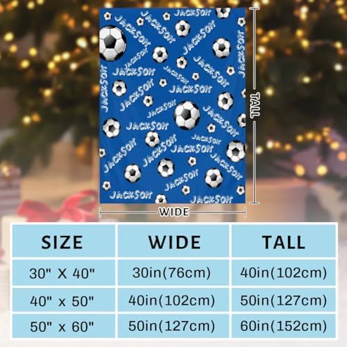 Personalized Baby Blankets for Girls Boys, Custom Baby Blanket with Name Swaddle Toddler Fleece Blanket Personalized Gift Blue Soccer Text - Image 3