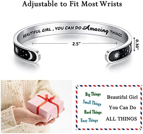 TONY & SANDY Inspirational Bracelets for Women Teen Girls Personalized Gifts for Daughter Granddaughter Mom Sister Friends Stainless Steel Engraved Cuff Birthday Easter Christmas - Image 4