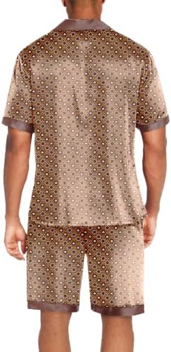 Ekouaer Men Silk Pajamas Set 2 Pieces Satin Pj Button Down Loungewear Sets - Image 7