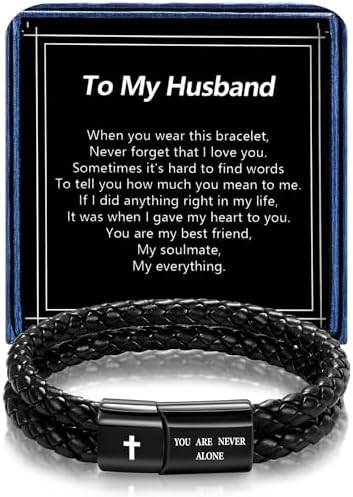 Christian Bracelet for Men, Bible Verse Leather Cross Gift for Men by Timekeeper-UnlockYourTreasureofTime