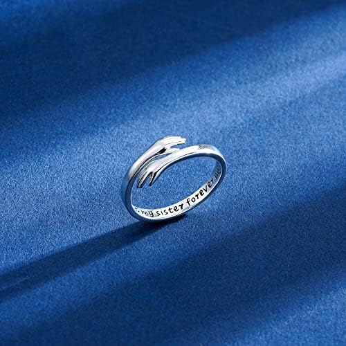 Yesteel S925 Sterling Silver Hug Ring for Women Teen Girls, Adjustable Ring Jewelry Mothers Day Birthday Gifts for Daughters Mom Sister Wife Friends Grandma - Image 3