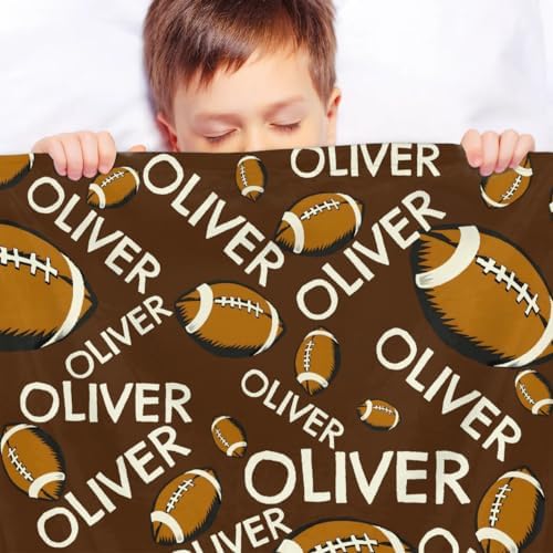 Personalized Baby Blankets for Girls Boys, Custom Baby Blanket with Name Swaddle Toddler Fleece Blanket Personalized Gift Brown Football Text - Image 4