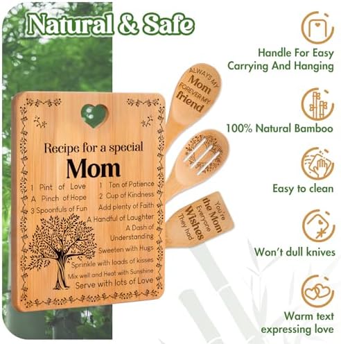 Birthday Gifts for Mom, "Recipe for a Special Mom" Cutting Board Set - Image 5