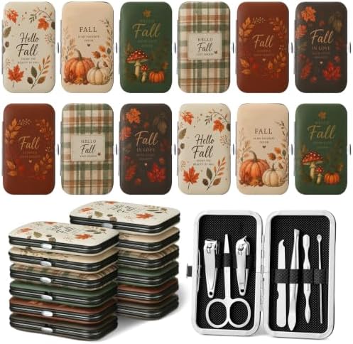 Sawysine 12 Set Bulk Fall Gifts 7 In1 Stainless Nail Clippers Manicure Set by Sawysine