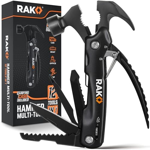 RAK Hammer Multitool BirthdayGifts for Men - Cool Unique Gifts Who Have Everything - Compact DIY Survival Multi Tool - Backpacking & Camping Accessories - Gadget Gifts by RAK