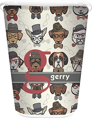 RNK Shops Personalized Hipster Dogs Waste Basket - Double Sided (White) by Unknown