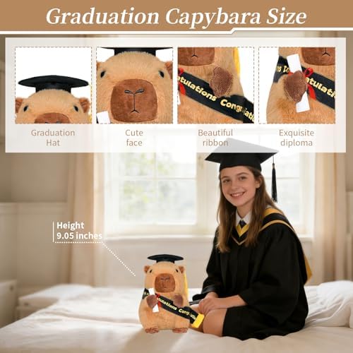 Graduation Decorations 2026 Capybara Plush, 9.05 Inch Class of 2026 Graduation Plush Capybara Stuffed Animal,Cute Graduation Gifts for Kindergarten, High School, and College Graduates(capybara) - Image 4