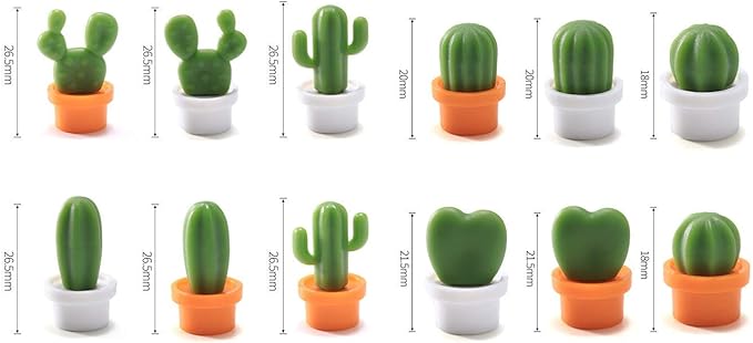 Refrigerator Magnet Kitchen Magnet Office Magnet whiteboard and Dry Cleaning Board, Lovely and Colorful Potted Design 12 Sets Cactus2