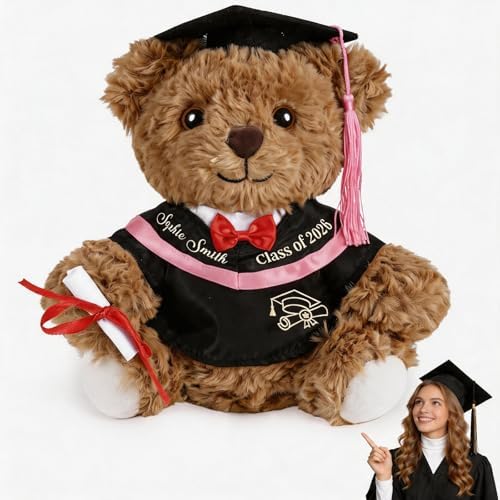 Personalized 2026 Graduation Teddy Bear with Name, Custom Stuffed Animal by Cryphart-CustomGiftExpert