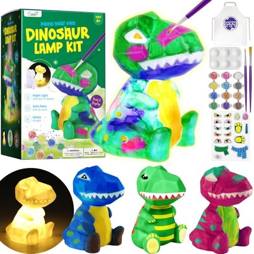 Paint Your Own Dinosaur Lamp Kit, Crafts for Kids Ages 6-12, Gifts for Boys by Laoese