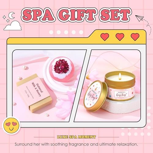 Gift Baskets for Women Unique Birthday Gifts for Women Self Care Cheer Up Gifts Set Pick Me Up Gift Box for Woman Teen Girls Best Friend Sister Ladies Friendship Her - Inspirational Pink Present - Image 5