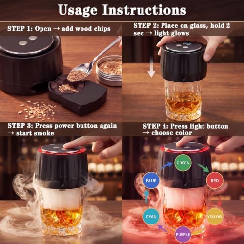 Electric Whiskey Smoker Kit with 6 Wood Chips - Whisky Gifts for Men - Image 5