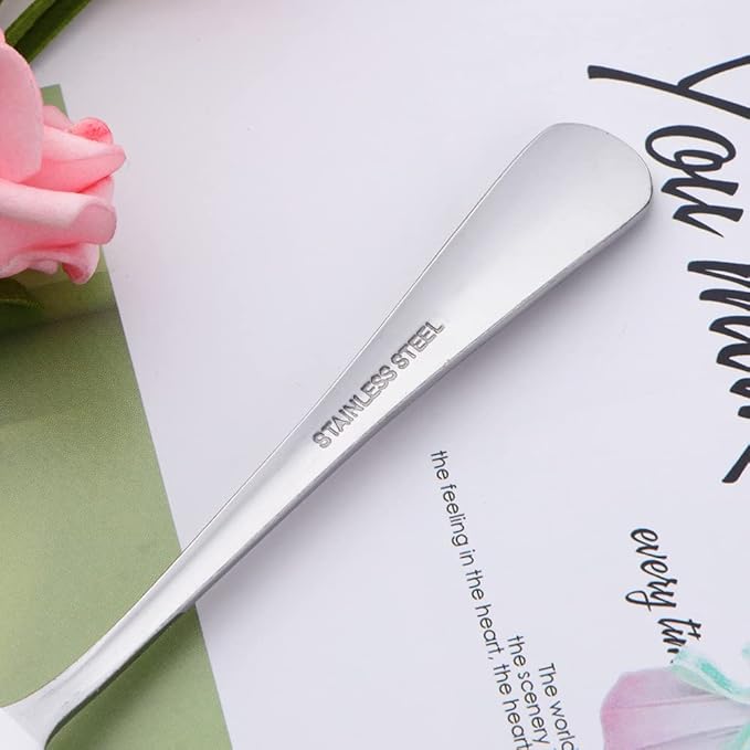 Silver Unique Pattern Design Coffee Espresso Spoons Mini, Mingcheng Stainless Steel Small Teaspoons Silverware Set of 6, BISDARUN 5.5 Inches Food Spoons for Demitasse Dessert Tea