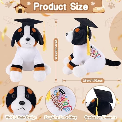 Blank Bernese Mountain Dog with Graduation Cap Toys Autograph Stuffed Dog Class of 2026 Graduated Plush Stuffed Teddy Animal Dog for Graduation Day Gift(Bernese Mountain Dog) - Image 2