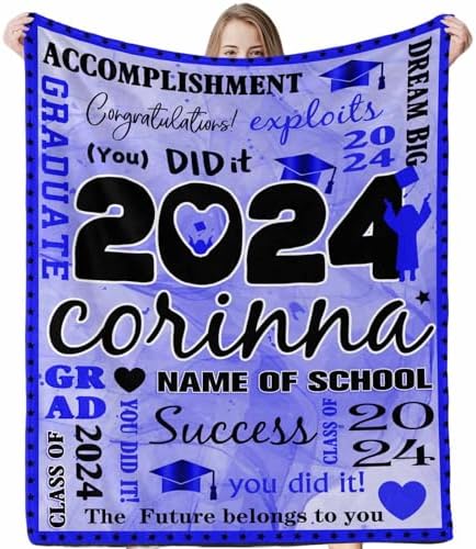 Personalized Graduation 2024 Blanket Custom Picture Blankets Congratulations Gift Custom Picture Blankets Photo Blankets Using My Own Photos Graduation Gift Set 32x48inch by Unknown