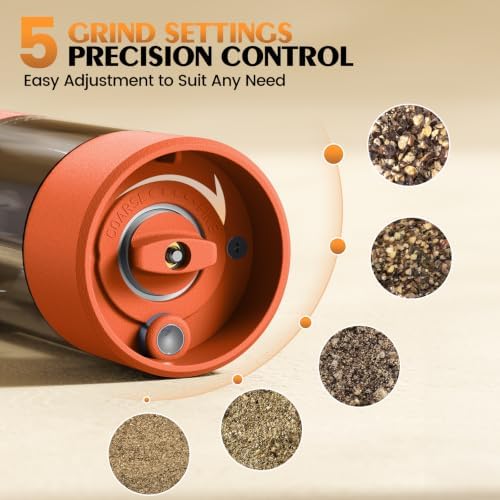 Electric Salt and Pepper Grinder Set Automatic Battery Pepper Mill Shakers Adjustable Coarseness Upgraded Larger Capacity with Led Home and Kitchen Appliances(Wine Red) - Image 2