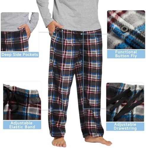 DG Hill Mens Pajama Pants - Pajamas Set Flannel PJ Pants for Men Cotton Top - Image 5