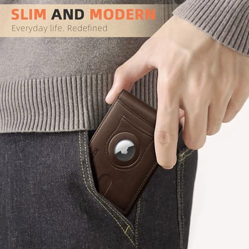 RUNBOX AirTag-Wallet-Mens-Slim-RFID Blocking Wallets Leather with Bill Compartment Air Tag Bifold Card Holder Wallet Gifts for Men Dad - Image 6