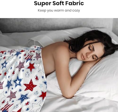 Patriotic Throw Blanket - 4th of July Memorial Day Independence Day American Flag Stars & Stripes Blankets - Red White Blue Plush Flannel USA Throw for Kids Boys Girls Couch Sofa Bed 40x50 Inches - Image 4