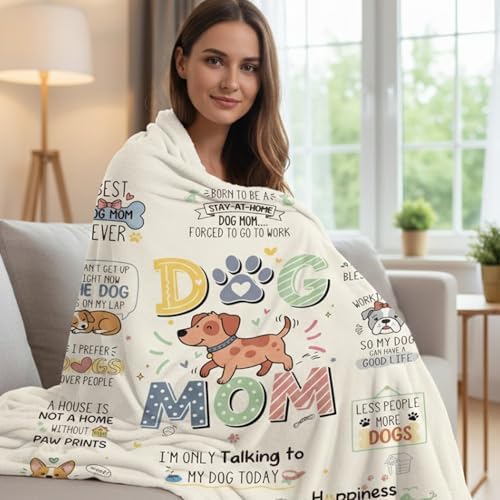 Wxiben Dog Mom Gifts for Women - Mothers Day Dog Mom Gift Blanket for Dogs Lovers Birthday for Dogs Owners Soft Flannel Throw Blanket for Mother Bed Couch Sofa Home Decor 60x50 Inches - Image 3