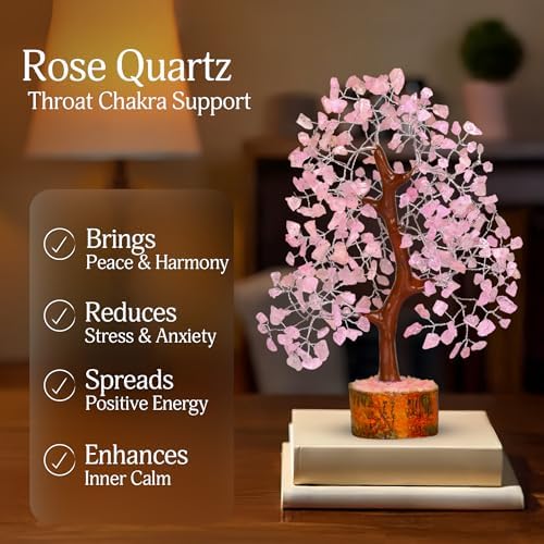 YATSKIA Rose Quartz Crystal Tree of Life | Birthday Gifts for Women | Feng Shui Money Tree | Boho Home Decor | Gifts for Mom | 10 Inch 300 Beads - Image 3