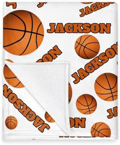 Personalized Baby Blankets for Girls Boys, Custom Baby Blanket with Name Swaddle Toddler Fleece Blanket Personalized Gift White Basketball Text - Image 5