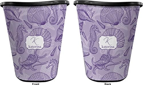 RNK Shops Personalized Sea Shells Waste Basket - Double Sided (Black) - Image 2