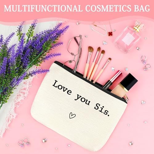 Sister Gifts from Sisters Birthday Gifts for Sisters Adult Best Sister Ever Gift Ideas for Women Cool Presents Set with Funny Glass Cup, Unique Makeup Bag, Scented Candle, Bracelet, Jewelry Tray - Image 3