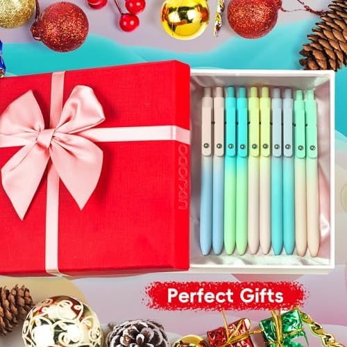 UIXJODO Gel Pens, 5 Pcs Black Ink Pens for Women, 0.7mm Medium Point Smooth Writing Pens with Silicone Grip, High-End Series Metal Clip Retractable Pens for Journaling Note Taking (5 Pcs Pastel) - Image 6