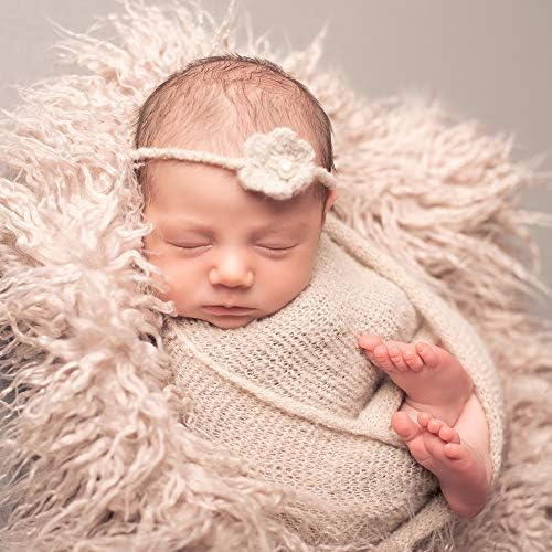 Newborn Photo Props Faux Fur Round 23.6 inch Soft Baby Boy Girl Photo Blanket Studio Photo Mat (3pcs Gray Sand) - Image 4
