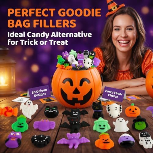 30 Pack Halloween Mochi Squishy Toys, Mini Squishies Halloween Toys Gifts Party Supplies for Kids, Squishy Goodie Bag Stuffers,Halloween Treat Bag Classroom Prizes for Kids - Image 5
