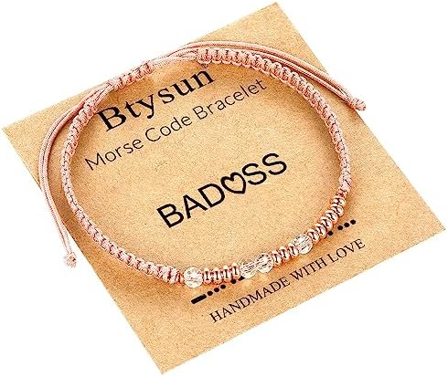 Morse Code Bracelets for Women Mothers Day Gifts 2026 Graduation Gifts Mom Birthday Gift Pink Braided Bracelets Teen Trendy Stuff Inspirational Best Friend Birthday Gifts for Daughter Girlfriend Christmas Stocking Stuffers Jewelry by BTYSUN