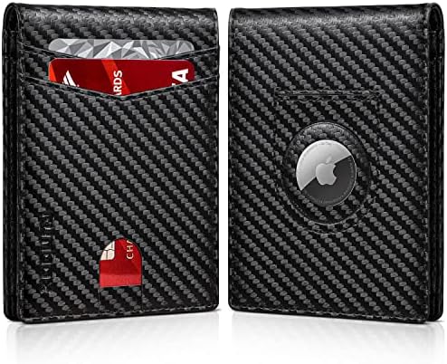 RUNBOX AirTag-Wallet-Mens-Slim-RFID Blocking Wallets Leather with Bill Compartment Air Tag Bifold Card Holder Wallet Gifts for Men Dad by RUNBOX