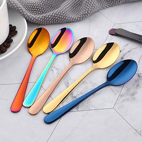Buyer Star Beautiful 5-color Teaspoons 5.5-Inch Mini Coffee Spoons Stainless Steel Sugar Demitasse Espresso Spoons
