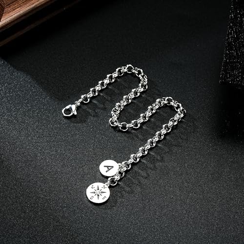 2026 Graduation Gift for Her - Compass Graduation Bracelet Class of 2026 Initial Charm Bracelet Inspirational Masters Degree Preschool High School College Graduation Gift for Her - Image 6