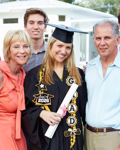 CiyvoLyeen Class of 2026 Graduation Leis with Glitter Pins, Black & Gold - Image 5