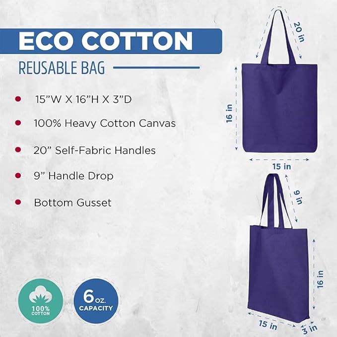 shop4ever Personalized Custom Design Your Own Eco Cotton Tote Reusable Shopping Bag Customizable Gift