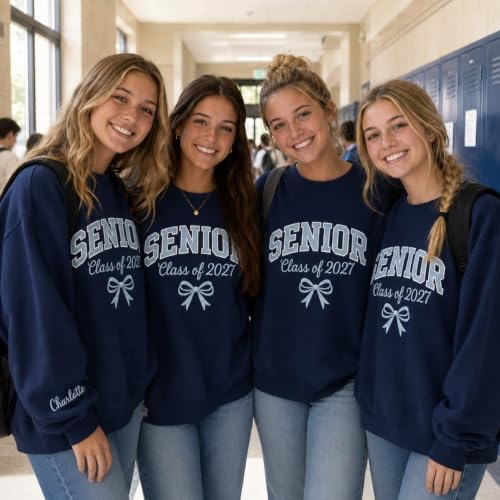 Love Signal Custom Embroidered Senior 2027 Sweatshirt, Personalized Class of 2027 Sweatshirt, Graduation Hoodie for Him Her - Image 3