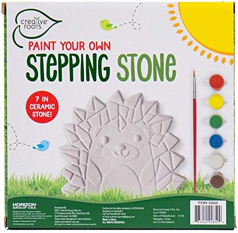 Creative Roots Mosaic Hedgehog Stepping Stone, Includes 7-Inch Ceramic Stone & 6 Vibrant Paints, DIY Garden Stepping Stone Kit for Kids Ages 6+ - Image 5