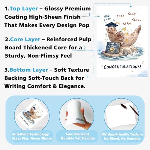 Funny Graduation Card, Cute Seal Card for Him and Her, High School & College Graduation Gift for Women - Image 5