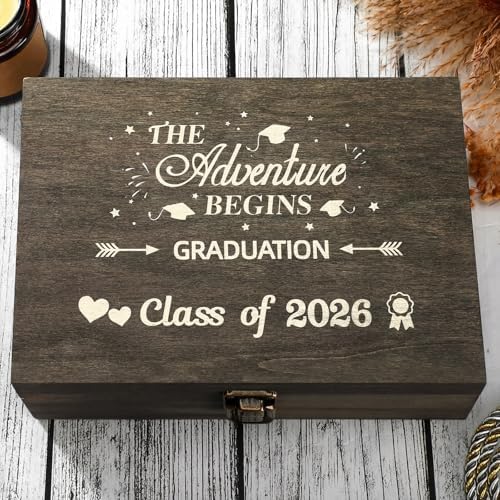 Graduation Memory Keepsake Box with Photo Custom 2026 Large Grad Card Box with Customized Picture Gift for Him Her for Graduate Grad High School Party(Black,Stylish) by Seeloowy