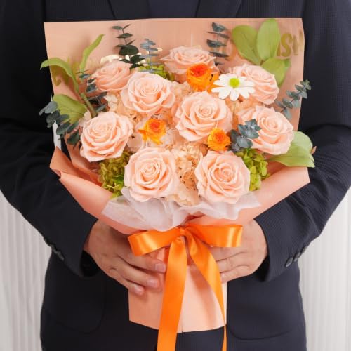 Lovenfold Flowers for Delivery Birthday Flowers Gift for Her,Preserved Flowers Bouquet 9 Roses Bouquet,Birthday Gifts for Women Mom Grandma(9 Champagne Roses) - Image 5