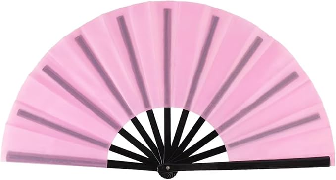 Huralona 5 Pack Large Folding Hand Clap Fan Fabric Rave Popping Fans Chinese Kung Fu Tai Chi Hand Fan Festival Dance Gift Performance Decorations (Pink)