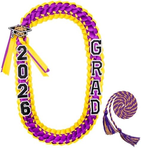 ALKB 2026 Graduation Lei Set - Two-Tone Braided Ribbon with Honor Cord, Unisex Graduation Gift for Graduates, Polyester by ALKB