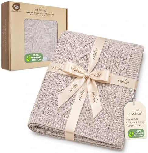 Organic Cotton Knit Baby Swaddle Blanket Infant & Toddler 31x43 in by Infancie