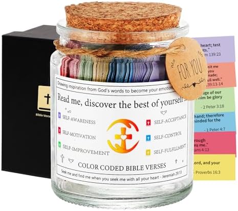 Prayer Cards Bible Verse Jar,Spiritual Christian Baptism Confirmation Gifts by Qunrwe